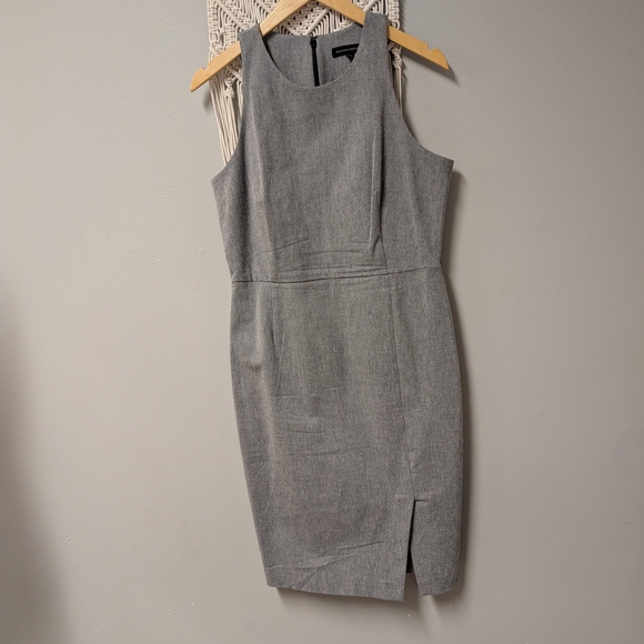 Banana Republic Bi Stretch Racer Neck Grey Sheath Mini Dress Size 10 Business - Picture 4 of 10